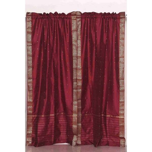 Shop Maroon Rod Pocket Sheer Sari Curtain Drape Panel Piece