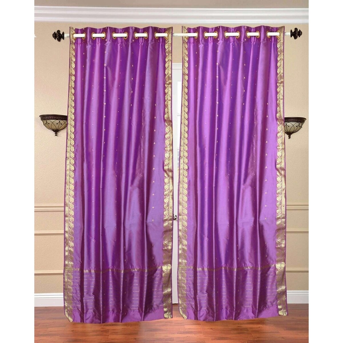 Shop Lavender Ring Top Sheer Sari Curtain Drape Panel Piece