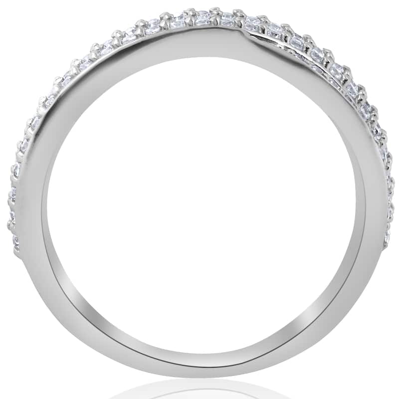 Pompeii3 10K White Gold 5/8 ct TDW Multi Row Diamond Crossover Wide Ring