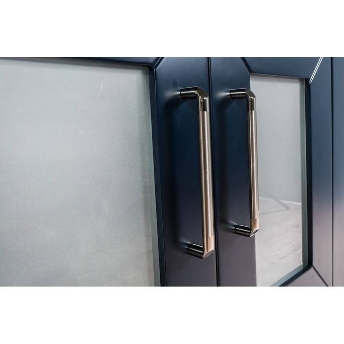 Newport Collection 30 inches in Navy w/ Carrara Marble Top and High Gloss Ceramic Basin