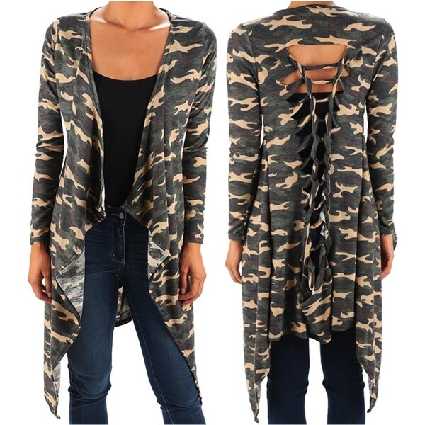 camo duster cardigan