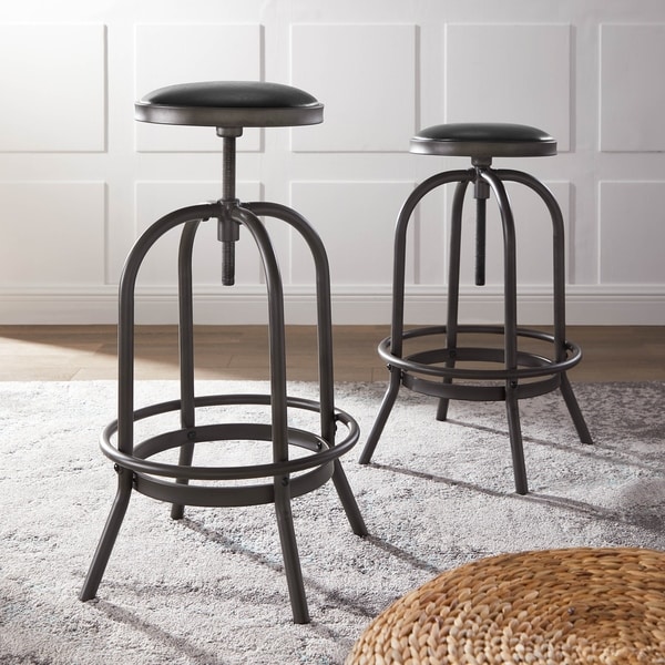 Coruvs Rochelle Industrial Adjustable Swivel Bar Stools ...