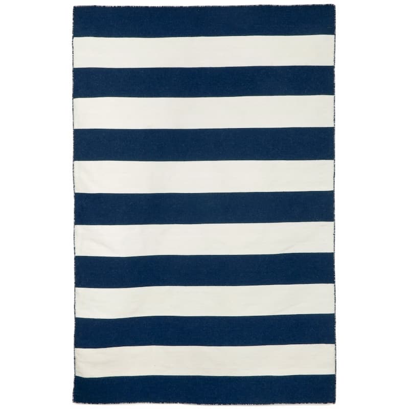 Liora Manne Sorrento Rugby Stripe Indoor/Outdoor Rug - 8'3" x 11'6" - Navy