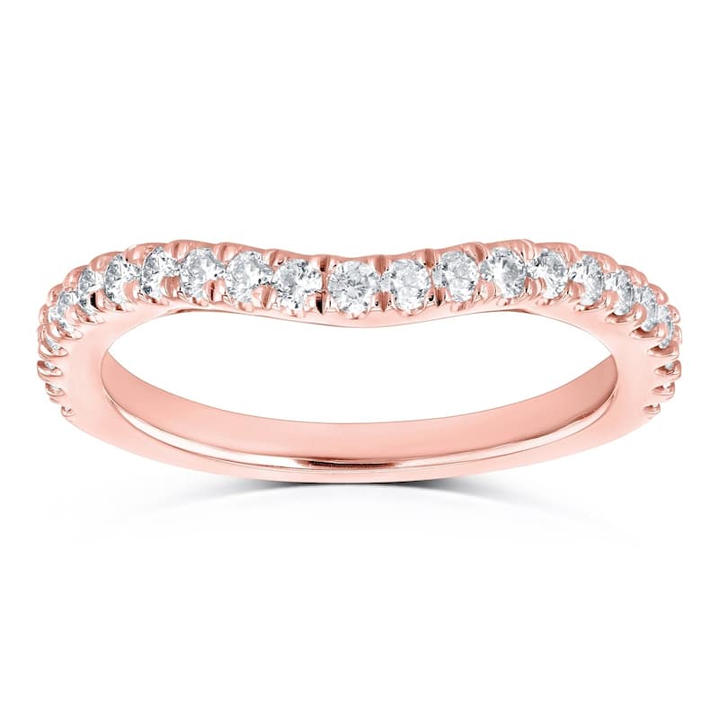 Annello by Kobelli 14k Gold 1/3ct TDW Diamond Curved Wedding Band - 10.5 - Rose