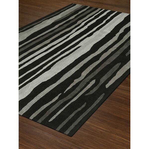 Shop Addison Taylor Modern Stripe Night Gray Area Rug 3 6 X5 6 Overstock 18544170