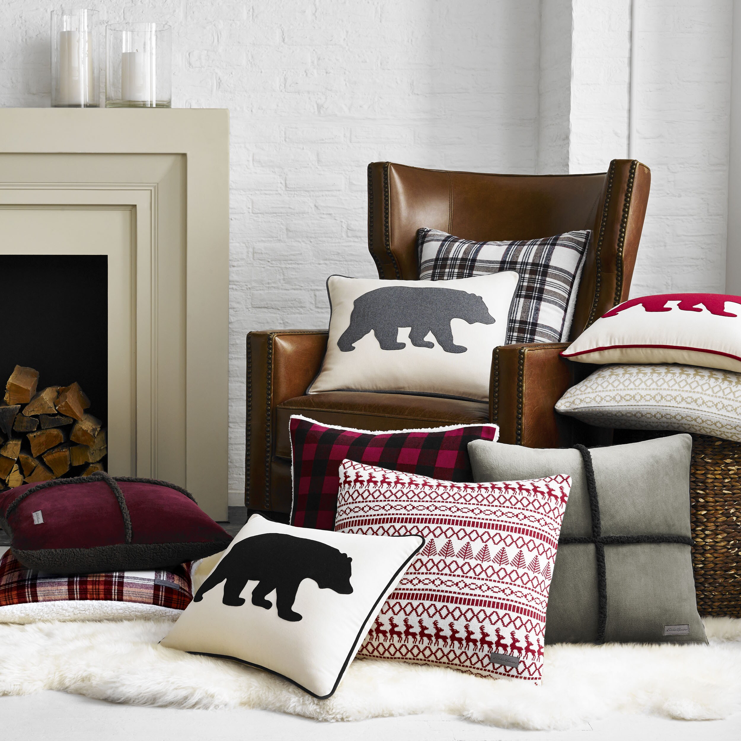 Shop Eddie Bauer Bear Felt Decorative Pillows Black Bear As Is