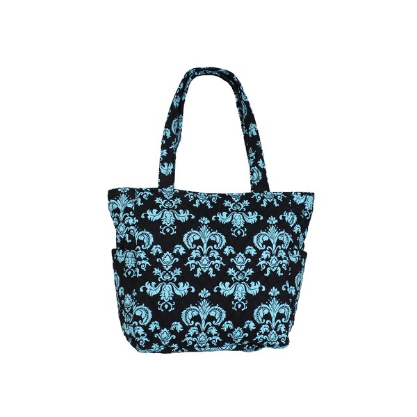 Travel Picnic Large Blue & White Canvas Damask  Tote Shoulder Beach Bags