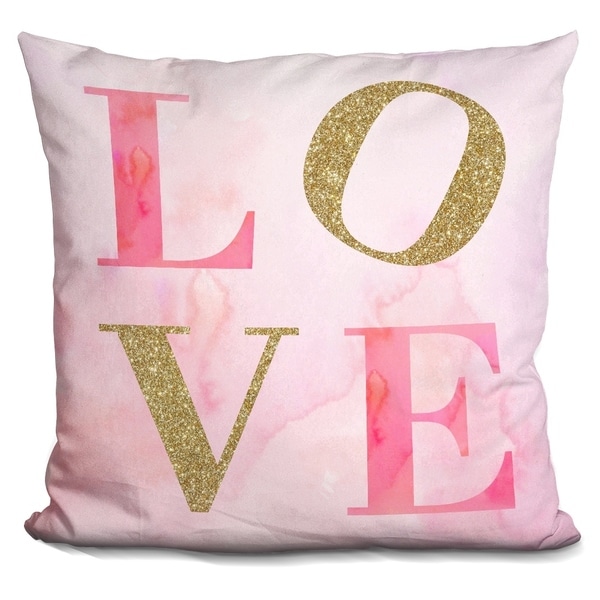 Lilipi Love Pink Gold Glitter.. Decorative Accent Throw Pillow