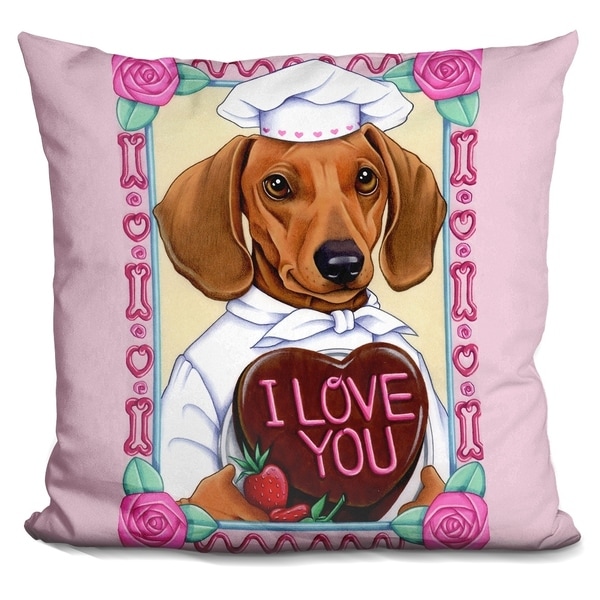 Lilipi Dachshund Baker Decorative Accent Throw Pillow