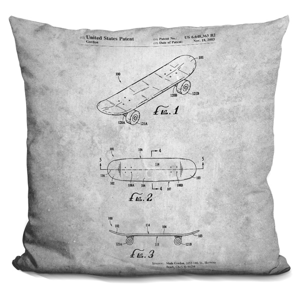 Lilipi Skateboard Blueprint Decorative Accent Throw Pillow