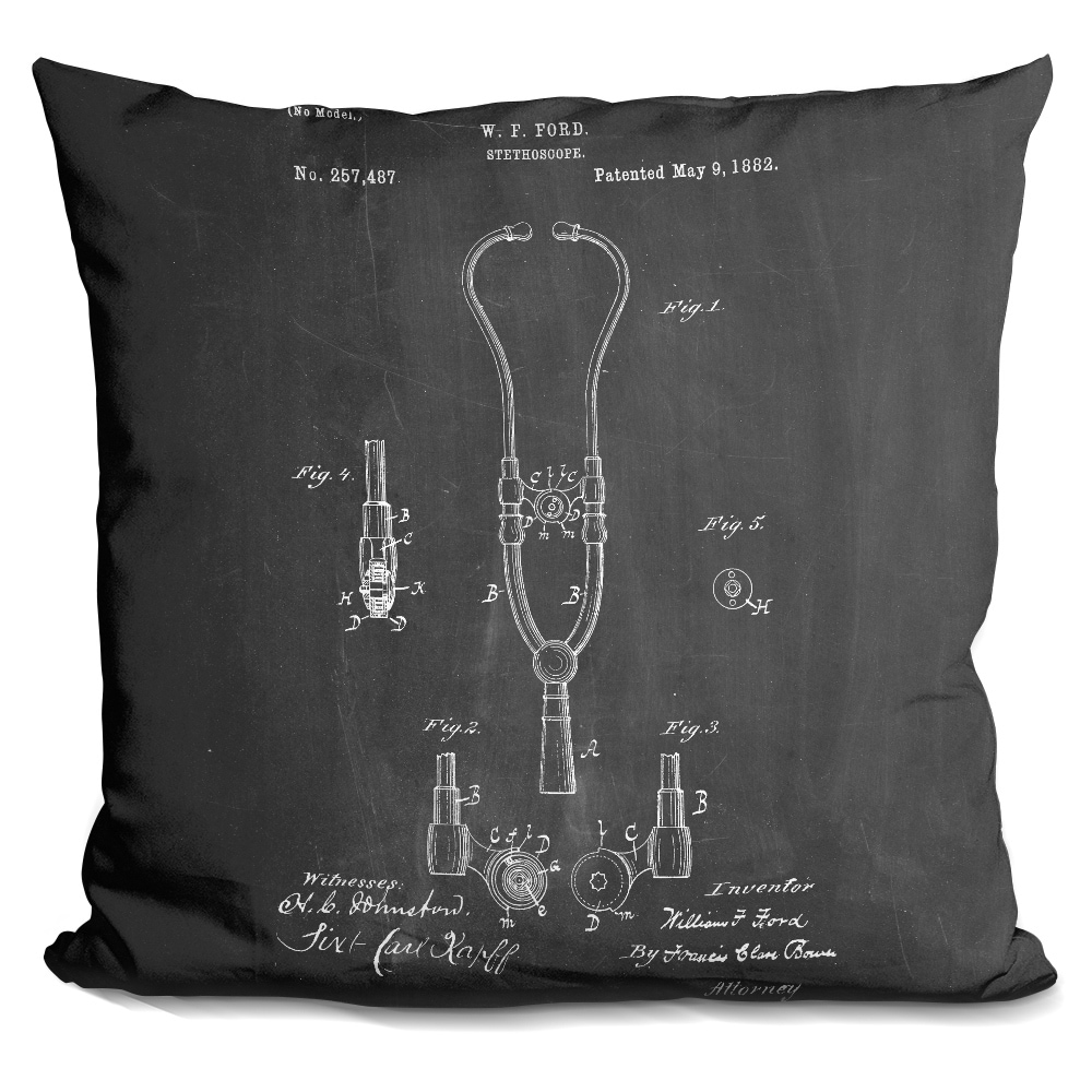 LiLiPi Stethoscope Blueprint Decorative Accent Throw Pillow