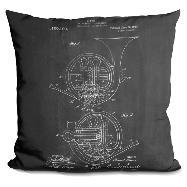 Lilipi French Horn Decorative Accent Throw Pillow