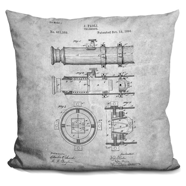 Lilipi Telescope Blueprint Decorative Accent Throw Pillow
