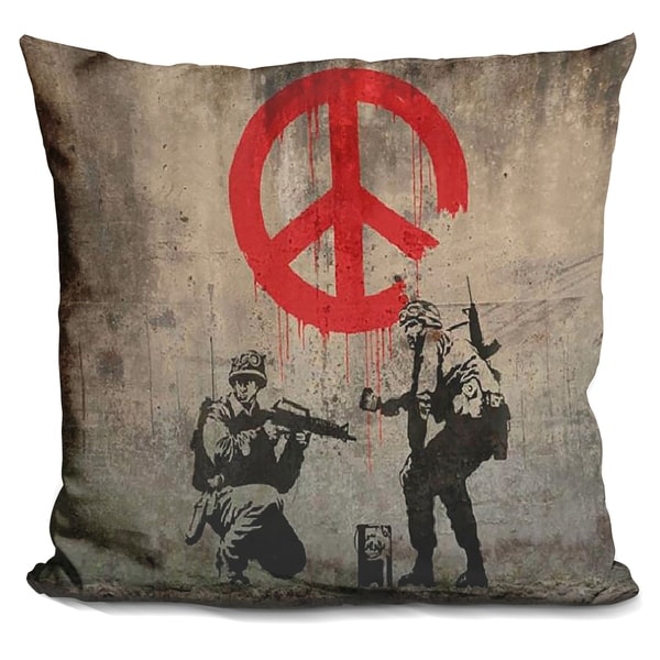 Lilipi Soldiers Painting Peace. Decorative Accent Throw Pillow