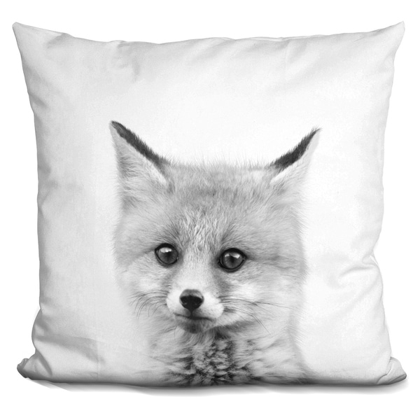 Lilipi Baby Fox Bw Decorative Accent Throw Pillow