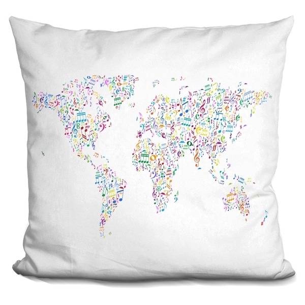 Lilipi World Map Music Notes Color Decorative Accent Throw Pillow