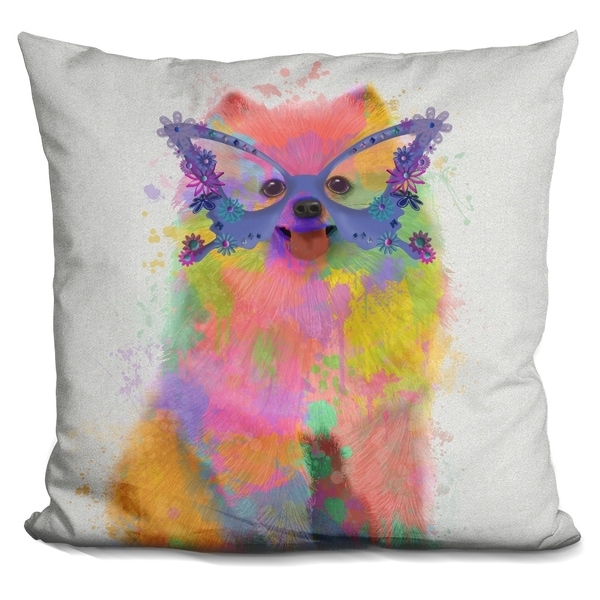 Lilipi Rainbow Splash Pomeranian Decorative Accent Throw Pillow