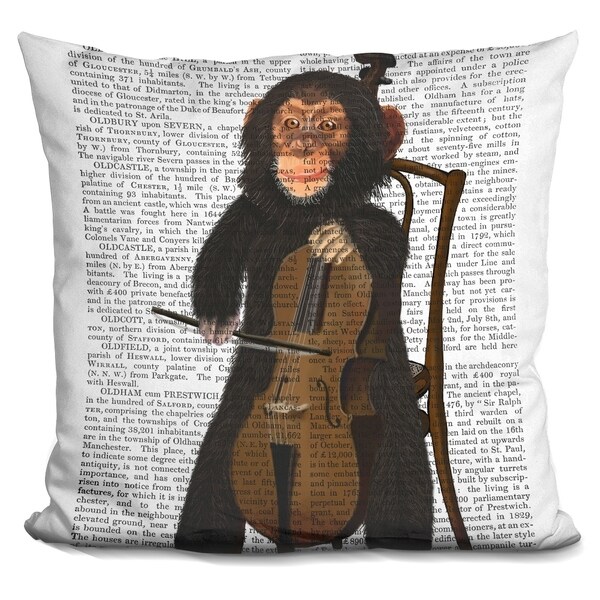 Lilipi Chimp Playing Cello Decorative Accent Throw Pillow