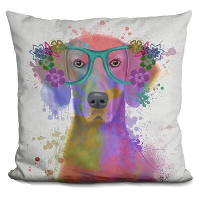 Lilipi Rainbow Splash Weimaraner, Portrait Decorative Accent Throw Pillow