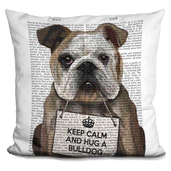 Lilipi Hug A Bulldog Decorative Accent Throw Pillow