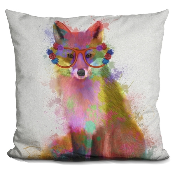 Lilipi Rainbow Splash Fox 2 Decorative Accent Throw Pillow