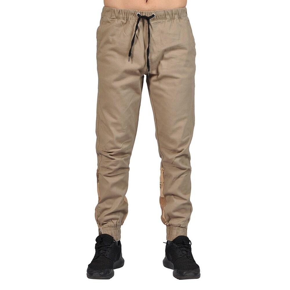 khaki drawstring cargo joggers