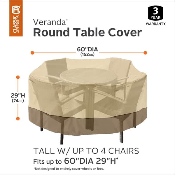 Classic Accessories Veranda Tall Round Patio Table Set Cover
