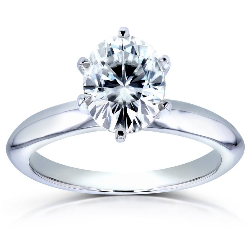 Annello by Kobelli 14k Gold 1 1/2ct Oval Forever One (D-F) Moissanite Solitaire Engagement Ring (DEF/VS)