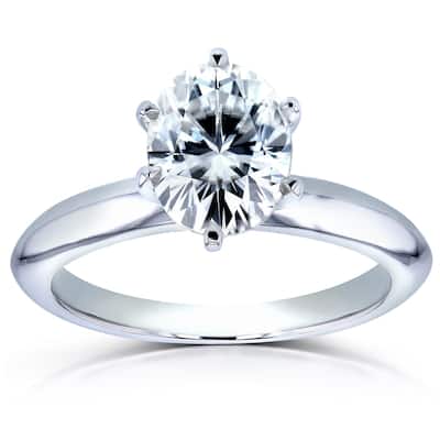 Annello by Kobelli 14k Gold 1 1/2ct Oval Forever One (D-F) Moissanite Solitaire Engagement Ring (DEF/VS)