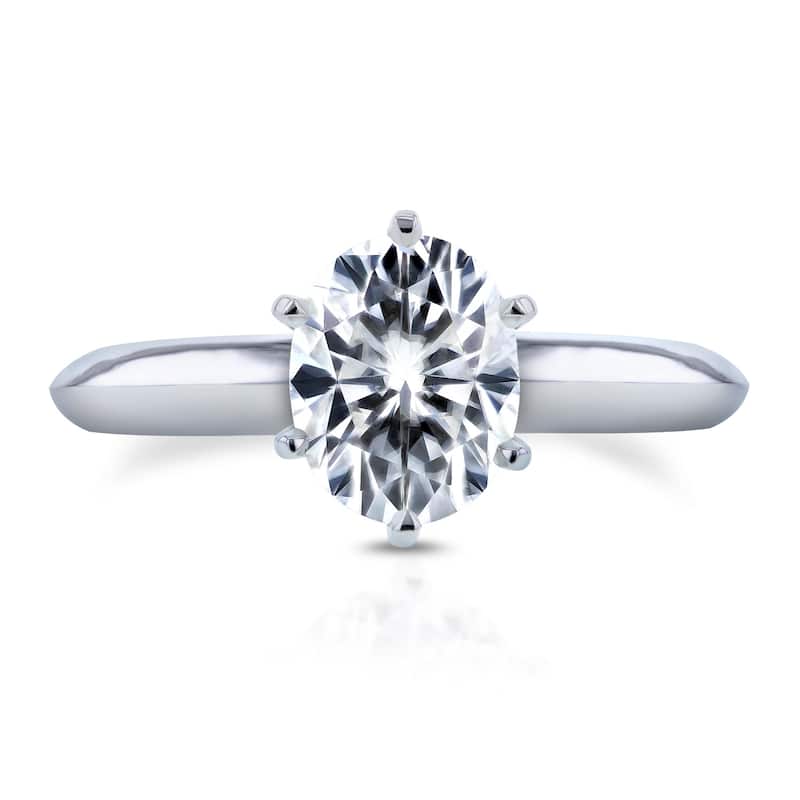 Annello by Kobelli 14k Gold 1 1/2ct Oval Forever One (D-F) Moissanite Solitaire Engagement Ring (DEF/VS)