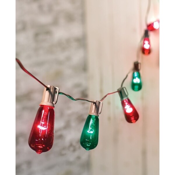 red and green edison light bulbs