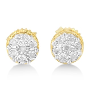 Sterling Silver 0.25ct TDW Diamond Miracle Set Cluster Square Earrings