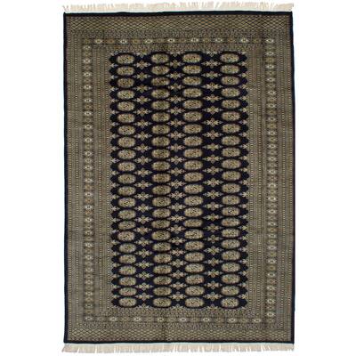 eCarpetGallery Hand-Knotted Finest Peshawar Bokhara Black Wool Rug (5'11 x 8'8)