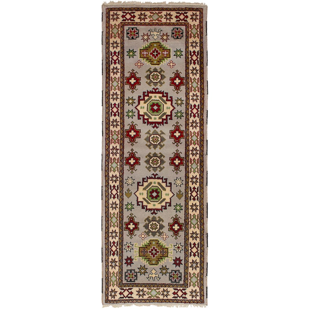 eCarpetGallery Hand-Knotted Royal Kazak Grey Wool Rug (2'9 x 8'4)