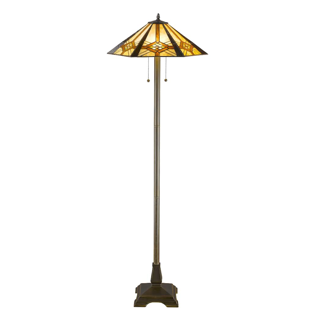 Tiffany-style Hex Mission Floor Lamp