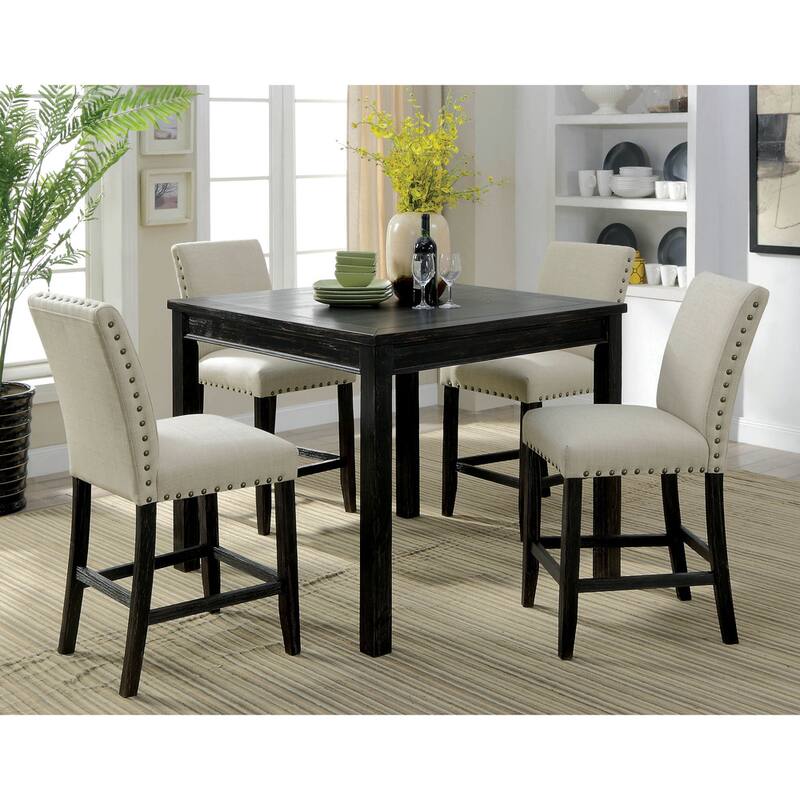 Pave Transitional Black Wood 5-Piece Counter Height Dining Set by Furniture of America