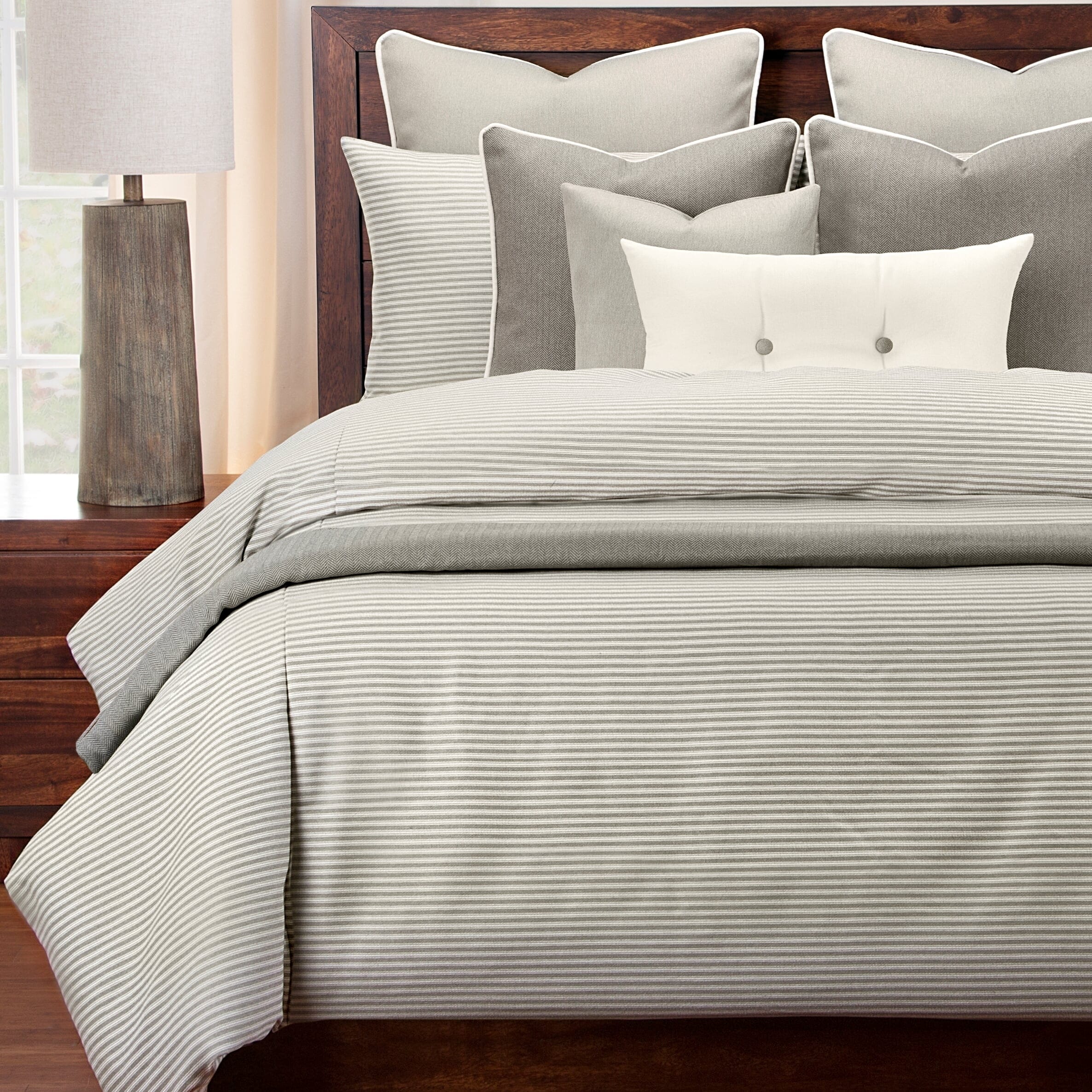 Siscovers Everlast Stripe Greige Stain Resistant Duvet Set