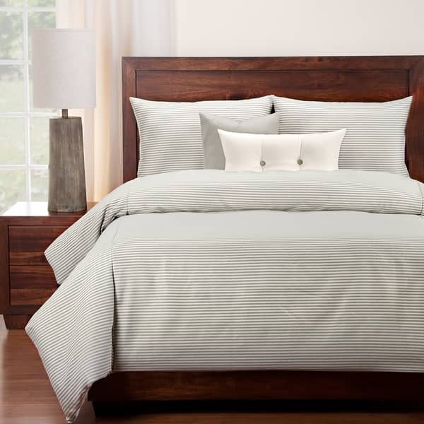Revolution Plus Everlast Stripe Greige Stain Resistant Duvet Set On
