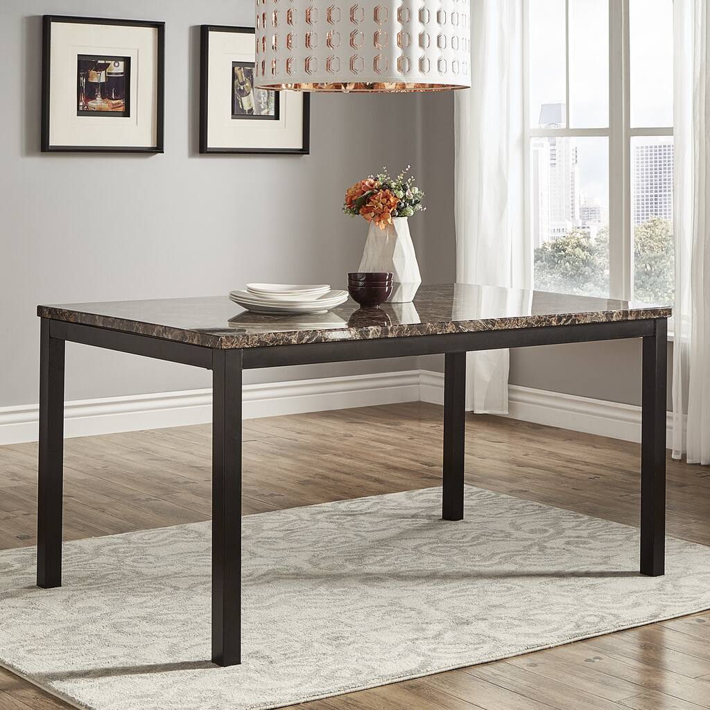 Darcy Faux Marble Black Metal 60-Inch Dining Table by iNSPIRE Q Bold