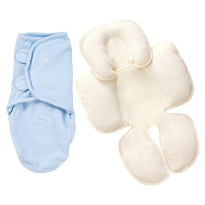 Summer Infant Kiddopotamus SwaddleMe Micro Fleece with Terry Snuzzler Head Body Support, Blue