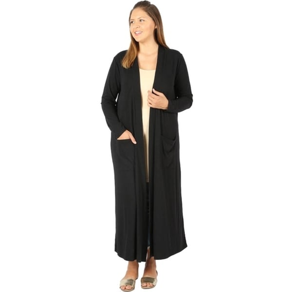 JED Women's Plus Size Maxi Cardigan with Pockets