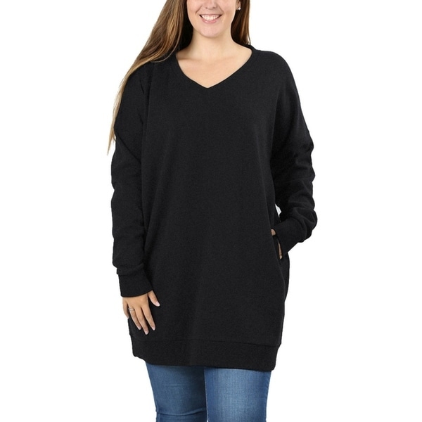 v neck tunic sweatshirt