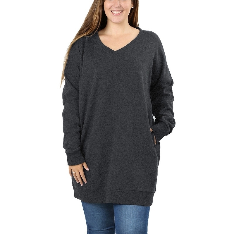 v neck tunic sweatshirt