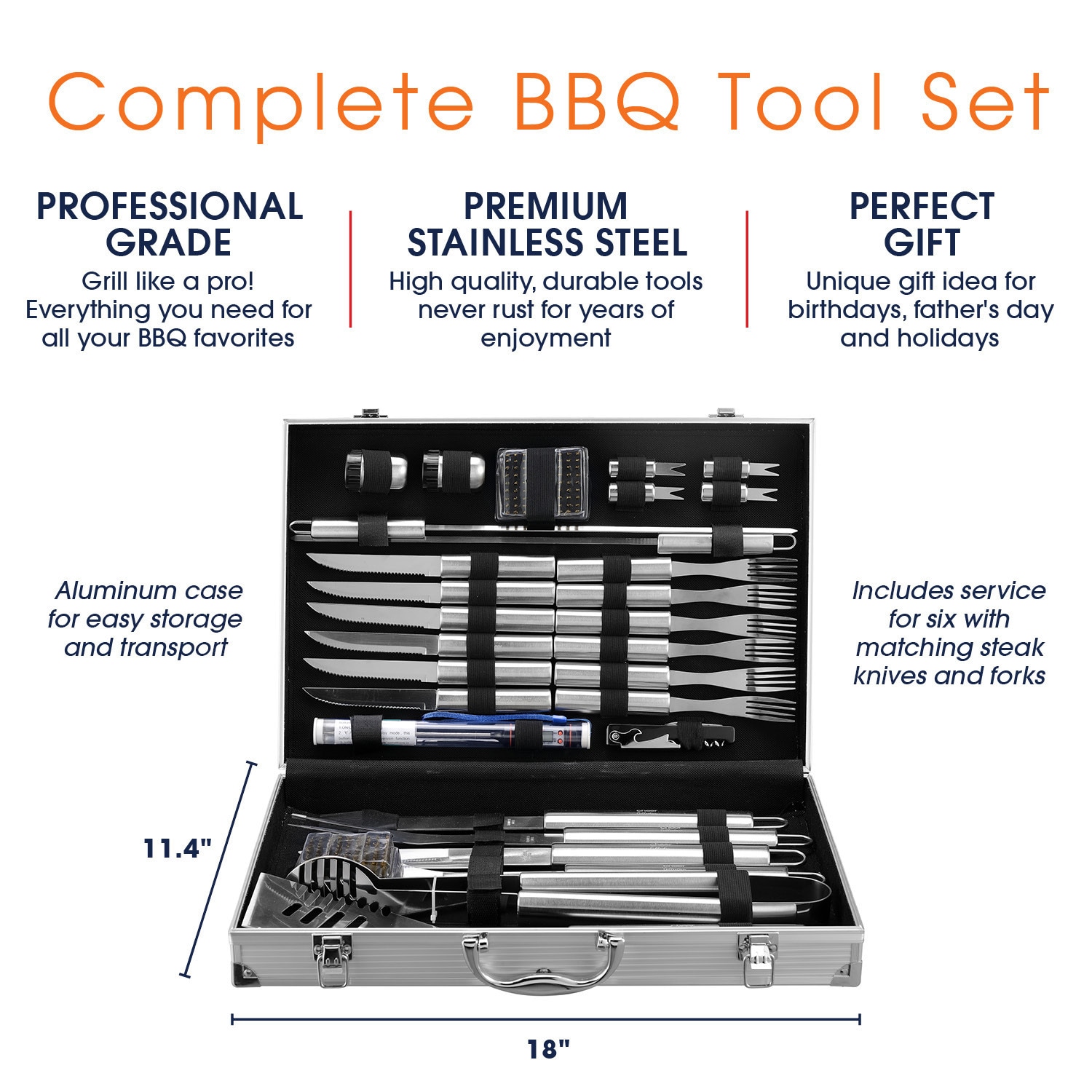 Cheer Collection 30 Piece BBQ Set with Aluminum Case