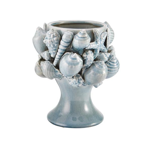 Shop Elements 9 X 10 Inch Aqua Seashell Ceramic Vase Ships To