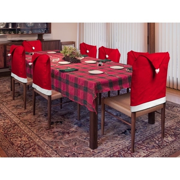 2 Pack Christmas Decoration Indoors Santa Hat Dining Room Chair Cover set