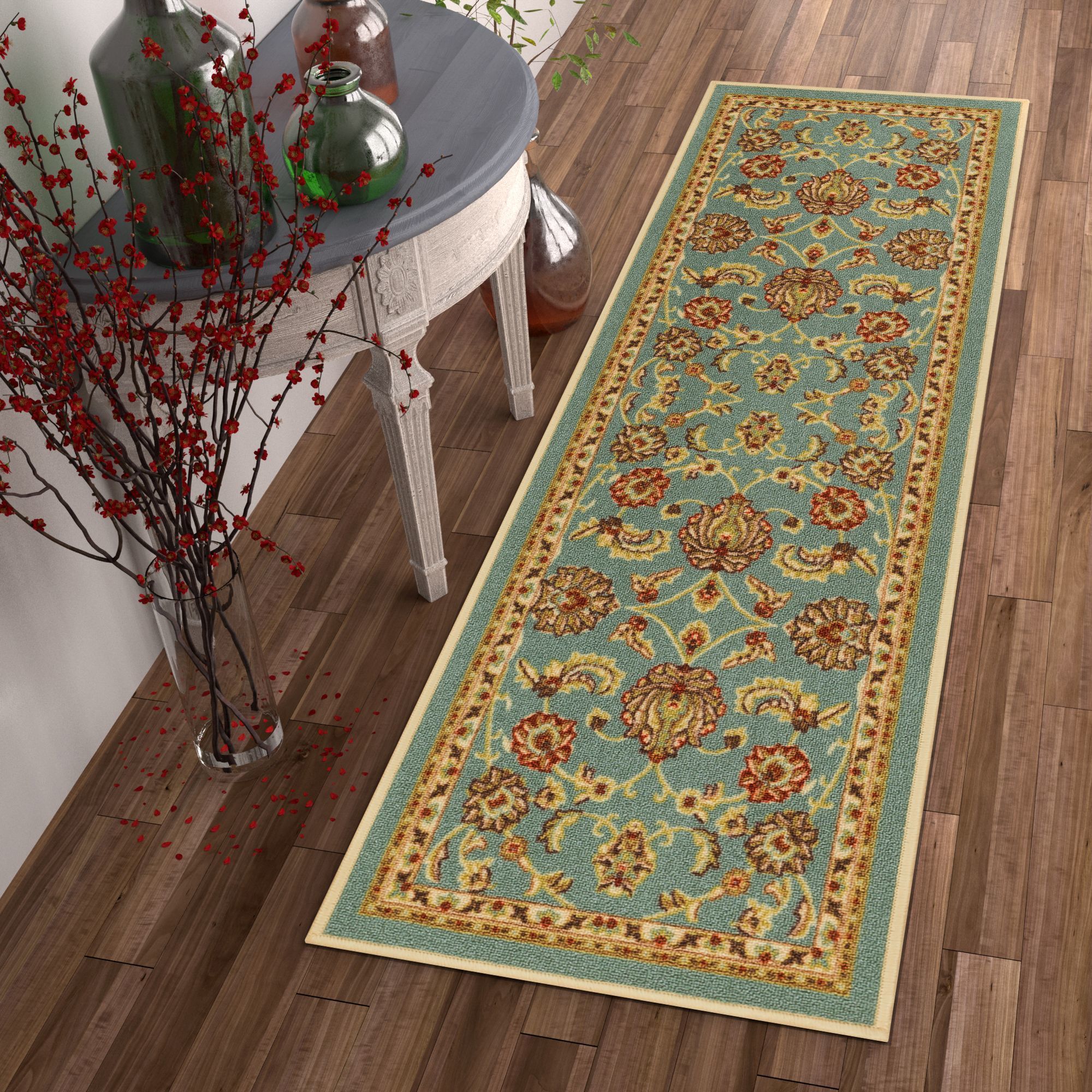 Shop Well Woven Traditional Sarouk Non Skid Backing Runner Rug 2