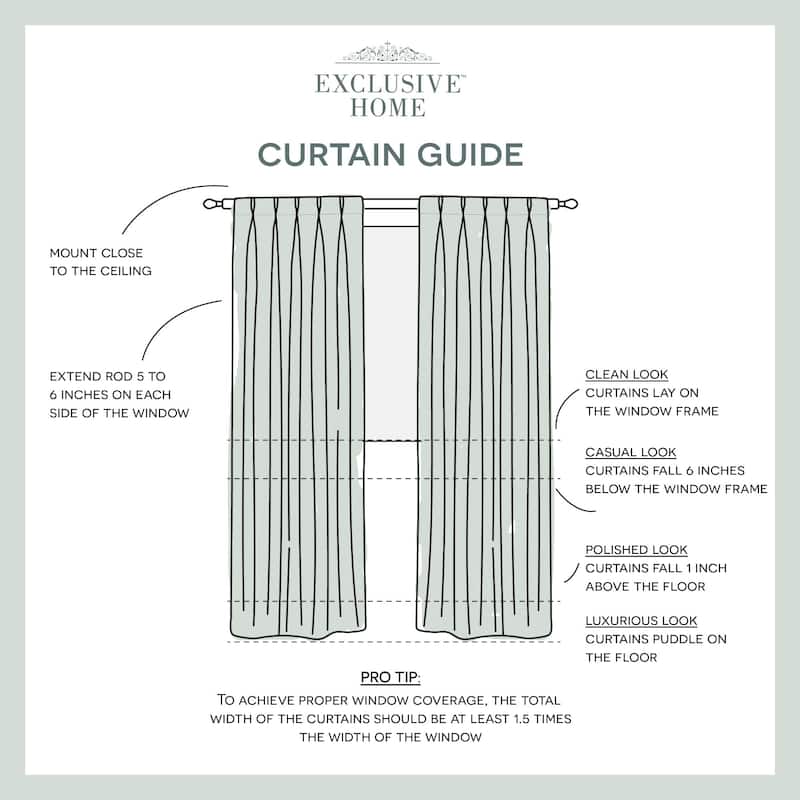 ATI Home Belgian Jacquard Sheer Double Pinch Pleat Top Curtain Panel Pair
