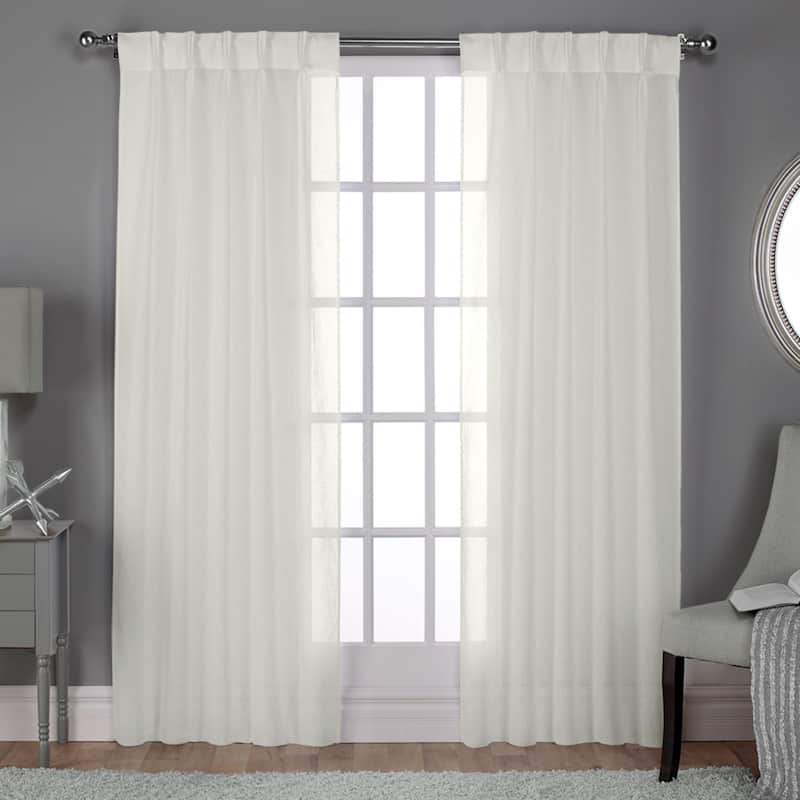 ATI Home Belgian Jacquard Sheer Double Pinch Pleat Top Curtain Panel Pair - 50X96 - Snowflake