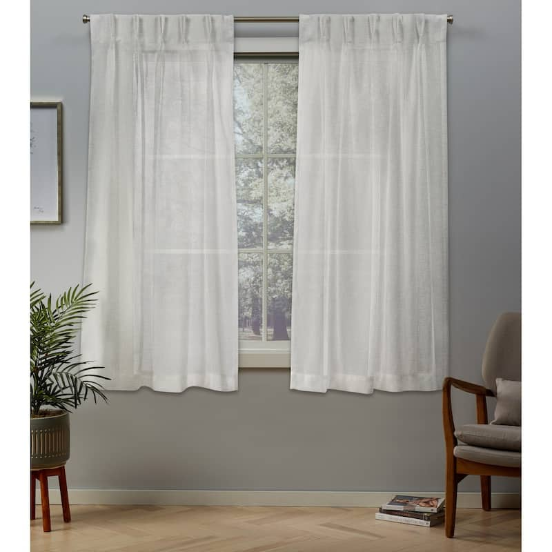 ATI Home Belgian Jacquard Sheer Double Pinch Pleat Top Curtain Panel Pair - 50x63 - Snowflake